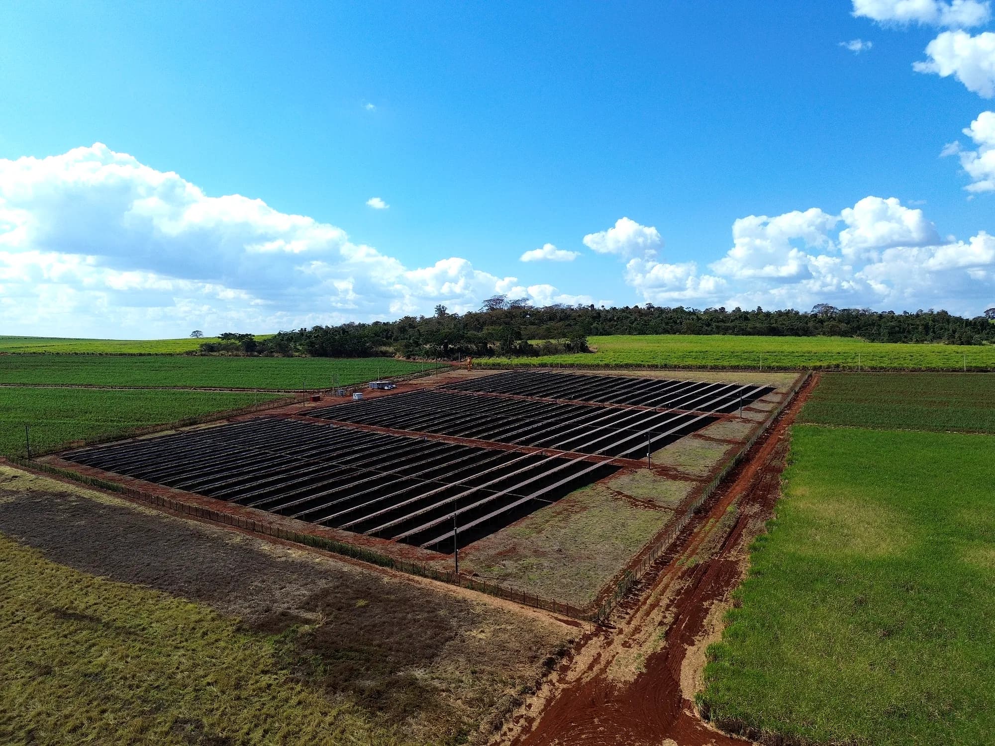 Fileiras de painéis solares da UFV Igarapava