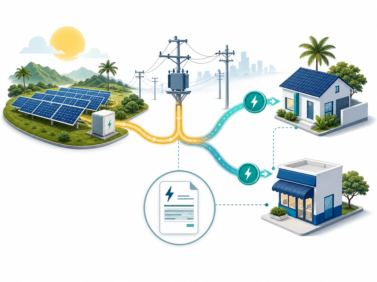Pessoa conferindo etapas e saldo no extrato de compensação de energia